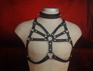 <b>Leather</b> <b>Harness</b> Handmade Statement Style Unisex Punk Shoulder Accessory LWH-0056B - Product Image 2