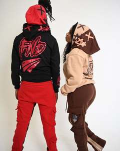 Vente chaude ensemble de sweat à capuche imprimé lourd American Street Fashion Style sweat ensemble de vêtements de sport pour hommes - Product Image 3