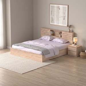 Lit plateforme moderne 2243 King Size avec sommier à lattes, tête de lit avec rangement et étagère centrale, robuste, pour chambre principale - Product Image 1