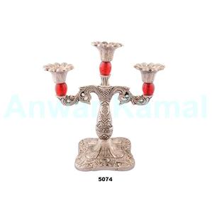 Soporte de vela resistente azul real con soporte de vela marrón de 3 brazos para fiestas de boda en casa y decoración de eventos - Product Image 2