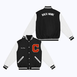 2024 hommes support université veste Logo personnalisé manches en cuir broderie noir Couple collège Baseball Streetwear Letterman Style - Product Image 1