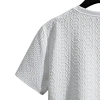 T-shirt en tricot texturé uni pour homme, manches courtes, col rond, style décontracté streetwear, coupe ample, tissu doux, pour l'été, usage quotidien, séchage rapide