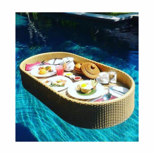 Bandeja Flotante de Ratán Hecha a Mano, Estilo Boho Sostenible, Multiusos para Spa, Piscina o Desayuno - Product Image 5