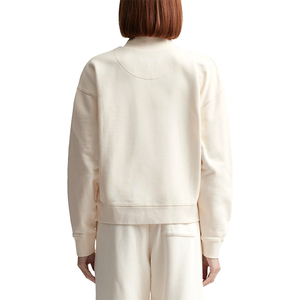 Sudadera de lana holgada de color sólido con media cremallera personalizada para mujer, jersey de hombro caído de gran tamaño con cremallera de cuarto, sudaderas con OEM - Product Image 3