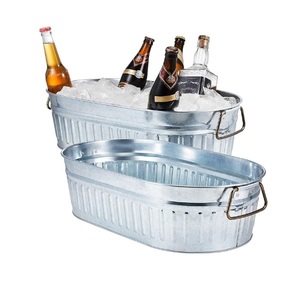 Ensemble de 2 bacs à boissons galvanisés peints en couleur bronze pour le stockage de la glace Utilisation potable Home Bar Garden Bac à boissons décoratif - Product Image 2