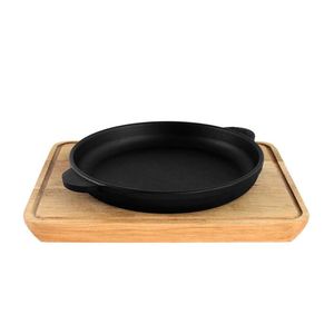 Vajilla de Hierro Fundido para Hotel y Restaurante, Plato para Pizza con Base de Madera, Utensilios de Cocina Premium para Platos Chispeantes - Product Image 3
