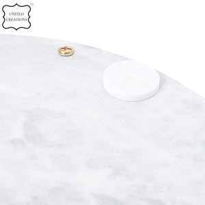 Bandeja de almacenamiento de joyas de mármol redonda sostenible con mango de metal dorado Bandeja de servicio en forma de círculo - Product Image 3