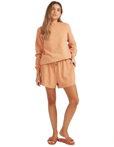 Shorts décontractés en coton uni pour femmes, mélange de molleton, taille haute, taille élastique, avec poches latérales, 120g - Product Image 6