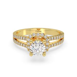 แหวน10K สีเหลืองทองสดใสพลอย CZ หินสี่-กรงเล็บสองช่องหินด้านดีเครื่องประดับ Calista คลาสสิกสูง - Product Image 5