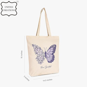 Sac de shopping en coton imprimé Sac fourre-tout en toile imprimé papillon Sac personnalisé en coton avec logo imprimé personnalisé - Product Image 2