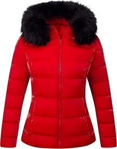 Women's Slim <b>Thick</b> Winter Puffer Jacket Warm <b>Quilted</b> Bubble Padded Hood with Faux Fur Collar Water-resistant - Product Image 6