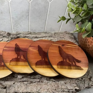 Ensemble de sous-verres en bambou personnalisés pour les promotions, tapis en bois carrés et ronds avec logo pour tasses, boissons, tasses et décoration - Product Image 1