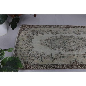 Vintage Rug, 3.8x6.3 ft Accent Rug, <b>Brown</b> Gray <b>Wool</b> Rug - Product Image 3