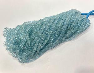 Aigue-marine bleue de haute qualité perles de rondelle à facettes pierre naturelle de bonne qualité - Product Image 3