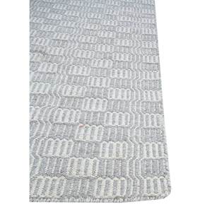 Tapis en laine tissée plate Abrash ADWL-16 gris et noir à motifs géométriques rayés pour salon et chambre à coucher - Product Image 4