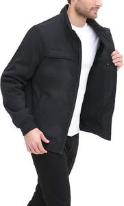 Prix d'usine en gros hommes décontracté noir coupe-vent Bomber veste confortable respirant manches longues debout avant toile - Product Image 5