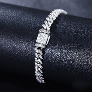 Pulsera de eslabones cubanos de oro blanco de 18 quilates estilo Hip Hop VVS Moissanite Pass Diamond Tester Iced VVS pulseras de eslabones de cadena fina - Product Image 1