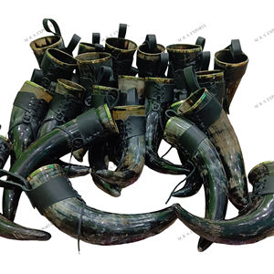 Corne à boire Viking Buffalo de 500 ml avec bordures en laiton et étuis en cuir, corne à boire naturelle en buffle, prix de gros - Product Image 2