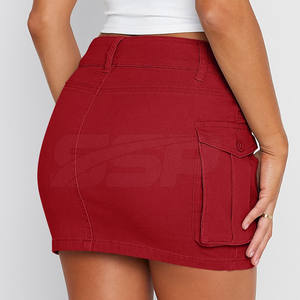 Faldas Vaqueras Casuales de Algodón 100% Transpirable de Alta Calidad al por Mayor para Mujer, Falda Mini de Cintura Natural, Color Sólido Personalizado - Product Image 3