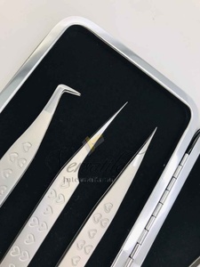 Pince à épiler professionnelle en acier et argent durable Nouveau logo personnalisé Pince à épiler pour extension de cils en forme de cœur - Product Image 3