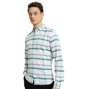 Camisa a cuadros de algodón 100% de moda para hombre, cómoda, transpirable, abotonada con un diseño de cuadros clásico, Perfecta para negocios - Product Image 4
