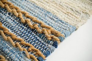 Handmade Jute Denim Area <b>Rug</b> Eco-Friendly and Sustainable Home Decor Accent for a Stylish Natural Living <b>Space</b> - Product Image 4