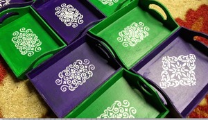 Plateau décoratif en bois Mini Kolam assorti pour décoration indienne mariage pendaison de crémaillère Diwali Festival cadeaux de retour Rangoli Muggu Tray - Product Image 3