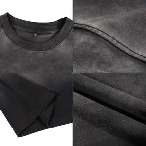 T-shirt surdimensionné à col rond pour homme T-shirts d'été vintage respirants de grande taille imprimés de logo personnalisé - Product Image 2