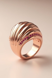 แหวนครัวซองต์ทับทิมและเพชรสีทอง18K แหวนกุ้งหรูหราเครื่องประดับแบบกำหนดเอง - Product Image 3