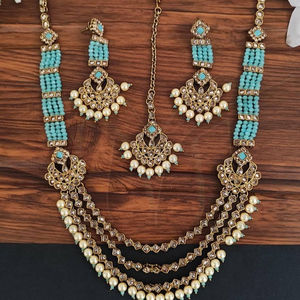 Bijoux indiens antiques, ensembles de bijoux de fête, Design poli Mehendi, accessoires de créateur, collier Long Antique - Product Image 1