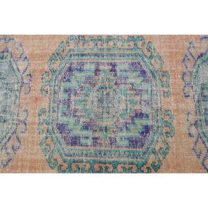 Alfombra Turca Vintage de 2.3x11.8 pies, Alfombra Azul Abstracta de Lana - Product Image 4