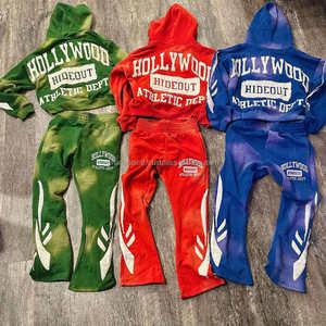 Sweat à capuche personnalisé en coton épais à épaules tombantes Survêtement évasé court à ourlet brut avec bord coupé Sweat à capuche en mousse à impression bouffante 3d pour hommes - Product Image 1