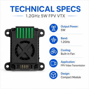 Transmisor de Video VTX FPV de 1.2GHz y 5W, Largo Alcance, 8 Canales, Alta Potencia para Drones FPV UAV - Product Image 3