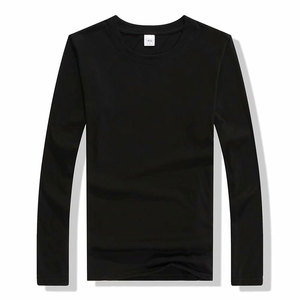 Camisas de manga larga de algodón personalizadas nuevas camisetas con estampado de color sólido para hombres y mujeres ropa T-shirtsT-shirt para hombres - Product Image 1