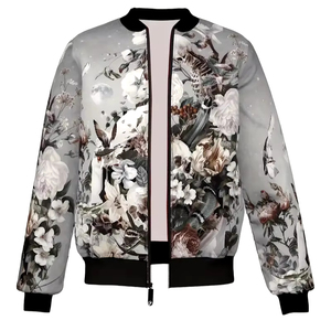 แจ็กเก็ตบอมเบอร์สีดำปรับแต่งได้คุณภาพสูงสำหรับผู้ชายขายดีเสื้อพร้อมซิปปิดระบายอากาศลายพิมพ์พลัสไซส์ - Product Image 1