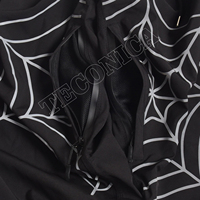 Pantalon de ski noir imperméable et coupe-vent imprimé, motif toile d'araignée réfléchissant, doublure chaude, poignets élastiques pour le ski et la neige - Vente en gros