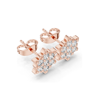 Impresionantes Pendientes de Diamantes Florales, 0.64 CT, Diamantes de Laboratorio, Claridad VVS-VS EF, Oro de 18KT, 14KT, 10KT y Plata 925, Rosa - Product Image 6