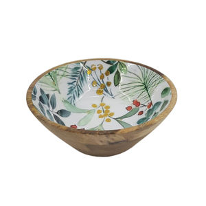 Diseño impresionante de madera de forma redonda cuenco para servir alimentos esmalte terminado para el hogar y la boda vajilla comida y aperitivos cuencos - Product Image 1