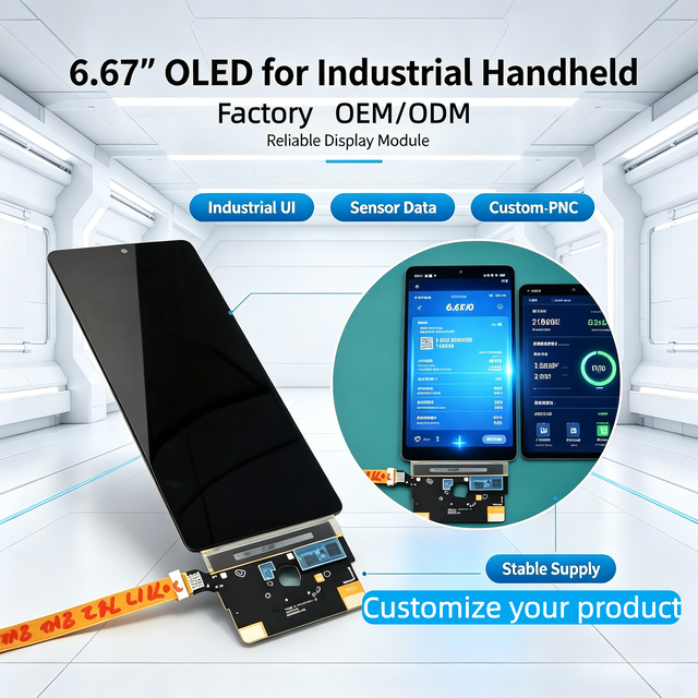 Industrial Reliability 6.67" Flexible AMOLED Display -20 to 70C Wide Temp FHD+ LTPS OLED Module with MIPI DSI Plugging Type