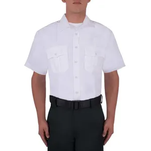 Venda quente Barato Camisa De Segurança Branca Uniforme Quik-Dry Personalizar Guarda De Segurança Uniforme Camisas