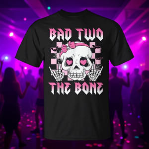 Bad Two The Bone T-Shirt à manches courtes et col rond pour enfants, vêtements de fête unisexes - Product Image 3