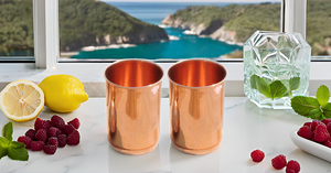 Gobelet en cuivre élégant fait à la main en métal tasse en verre de cuivre pur avec un design classique de finition lisse pour cadeau - Product Image 2