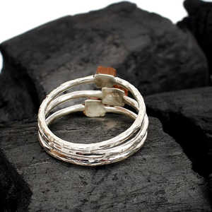 แหวนเงินสามสายพร้อมพลอยซิทรีนแบบหลวมที่ไม่ซ้ำใครผลิตภัณฑ์อัญมณีหลวม - Product Image 5