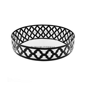 Black Color Powder Coated Metal Fancy Designer Edges For Round Shape Mirror <b>Tray</b> For Serving <b>Food</b> Items In Impressive Price - Product Image 1