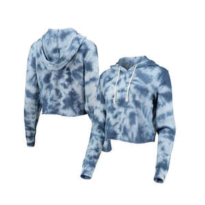 Débardeur à capuche avec logo personnalisé OEM Pull à manches longues décontracté Teinture unie pour l'automne Top court à capuche pour femmes - Product Image 1