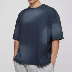 เสื้อยืดเอวลอยทรงโอเวอร์ไซส์สำหรับผู้ชายเสื้อยืดคอกลมผ้าเฟรนช์เทอร์รี่ใส่พอดีตัวออกแบบได้ตามต้องการ300 GSM - Product Image 3