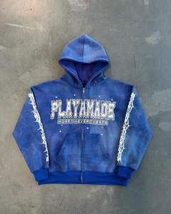 Vente en gros de sweats à capuche délavés à l'acide 100% coton pour hommes logo personnalisé sérigraphie poids lourd 500 GSM épaule tombante Streetwear hiver - Product Image 5