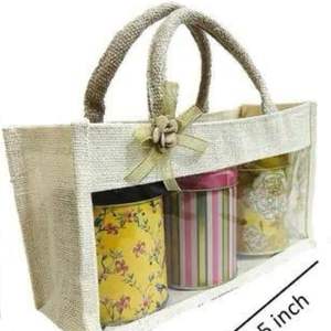 Bolsa de Yute Personalizada OEM de Gran Capacidad con Asa, Cierre de Cremallera, Cinta, Película Impermeable, Estilo Retro, Logotipo, para Botellas de Vino y Compras - Product Image 3