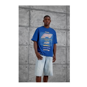 Chemises en coton 100% tricotées surdimensionnées pour hommes, imprimées, streetwear, vêtements de fitness, logo personnalisé, longueur longue, grande taille, écologiques - Product Image 1