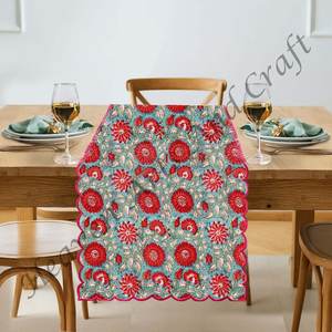 Moderne Floral Coton Tissu Broderie Bord Table Et Lit Chemin Main Bloc Imprimer Disponible Au Prix De Gros Pour Événement De Mariage - Product Image 4